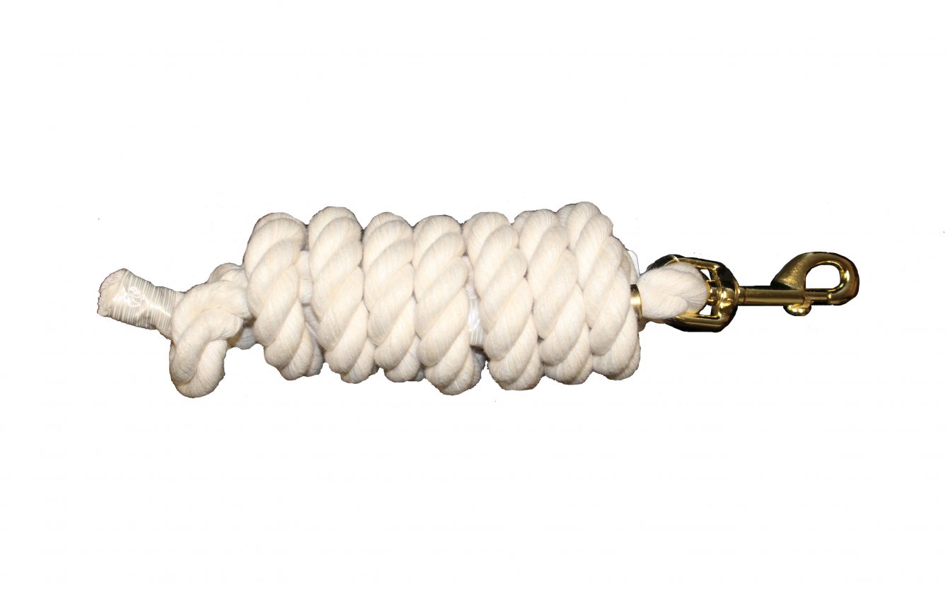 6' Cotton Rope Lead with Brass Plated Swivel Snap - Horse Tack & Supplies
